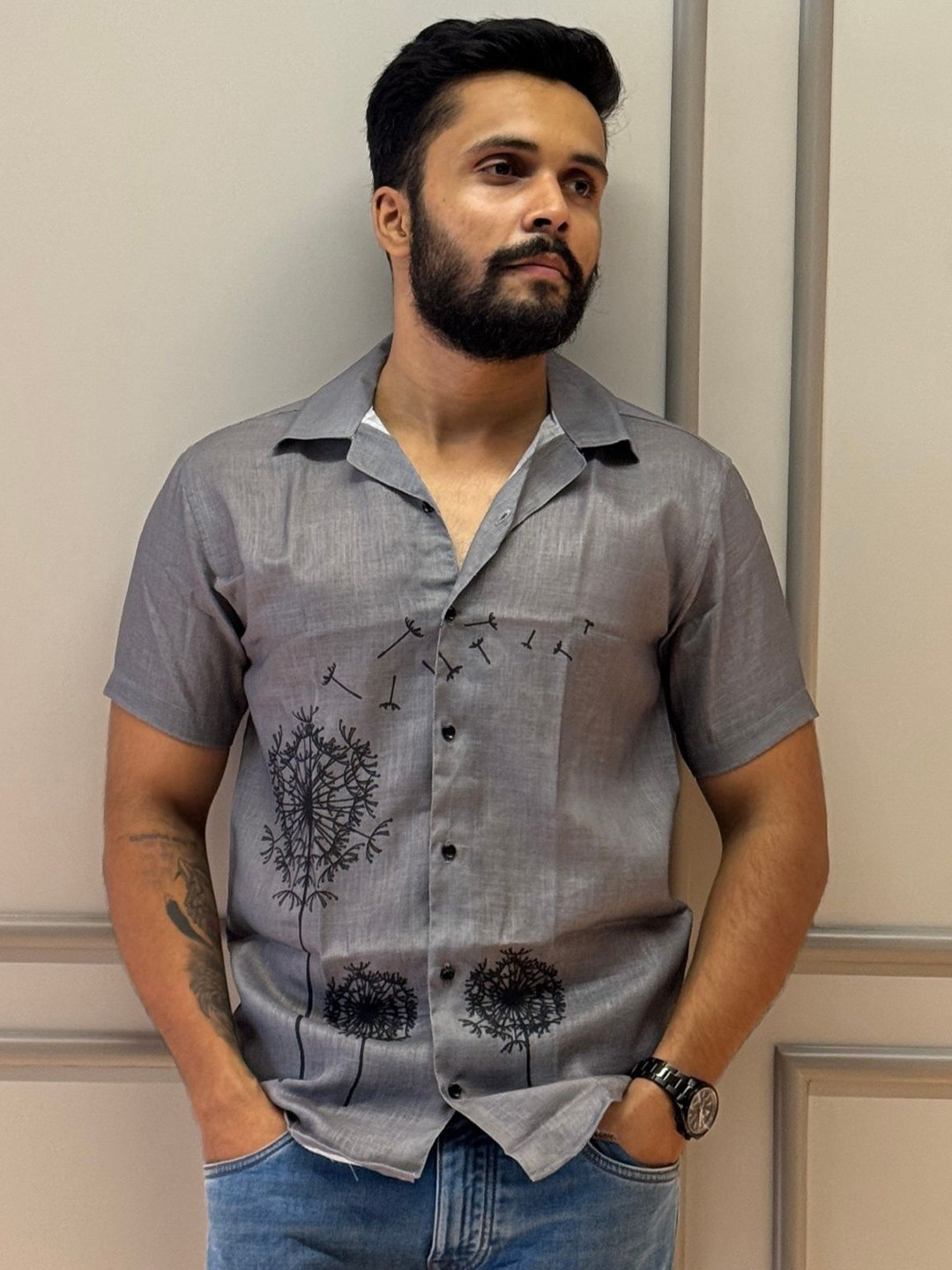 TATER GARMENTS Men New Fit Floral Printed Cuban Collar Casual Shirt