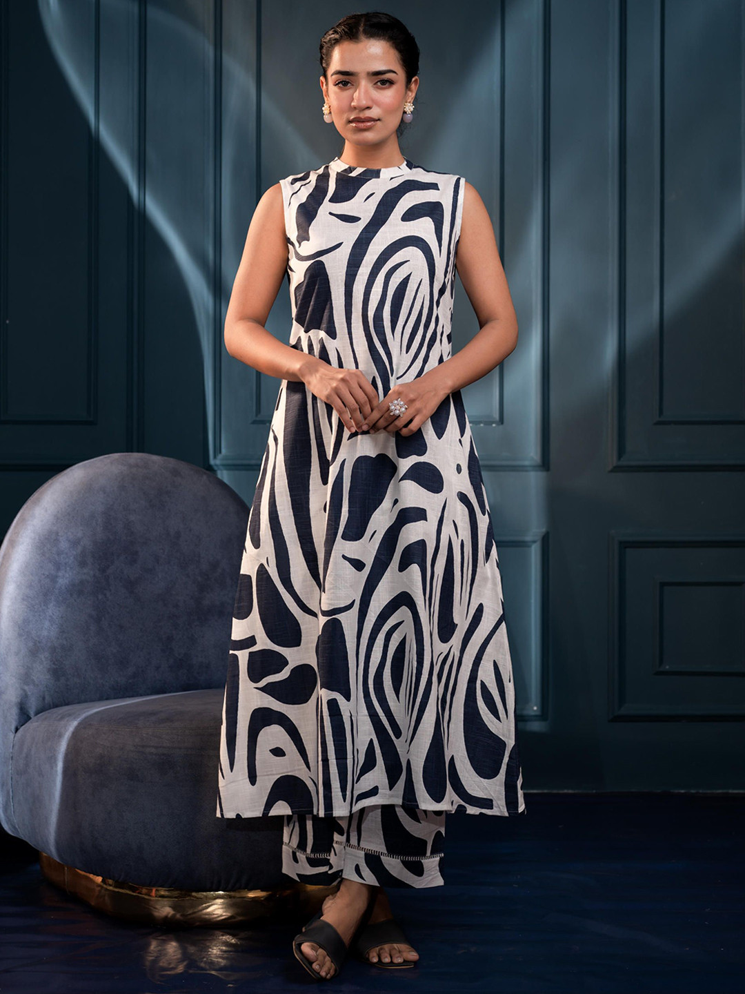 Juniper Abstract Printed Pure Cotton Tunic & Pants