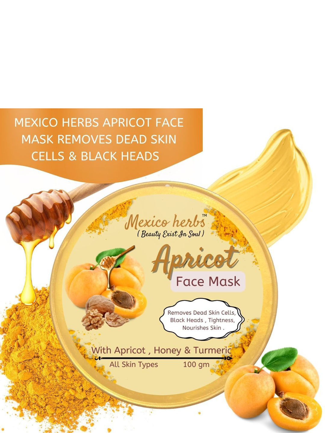 Mexico herbs Apricot Face Mask With Honey & Turmeric - 100 g