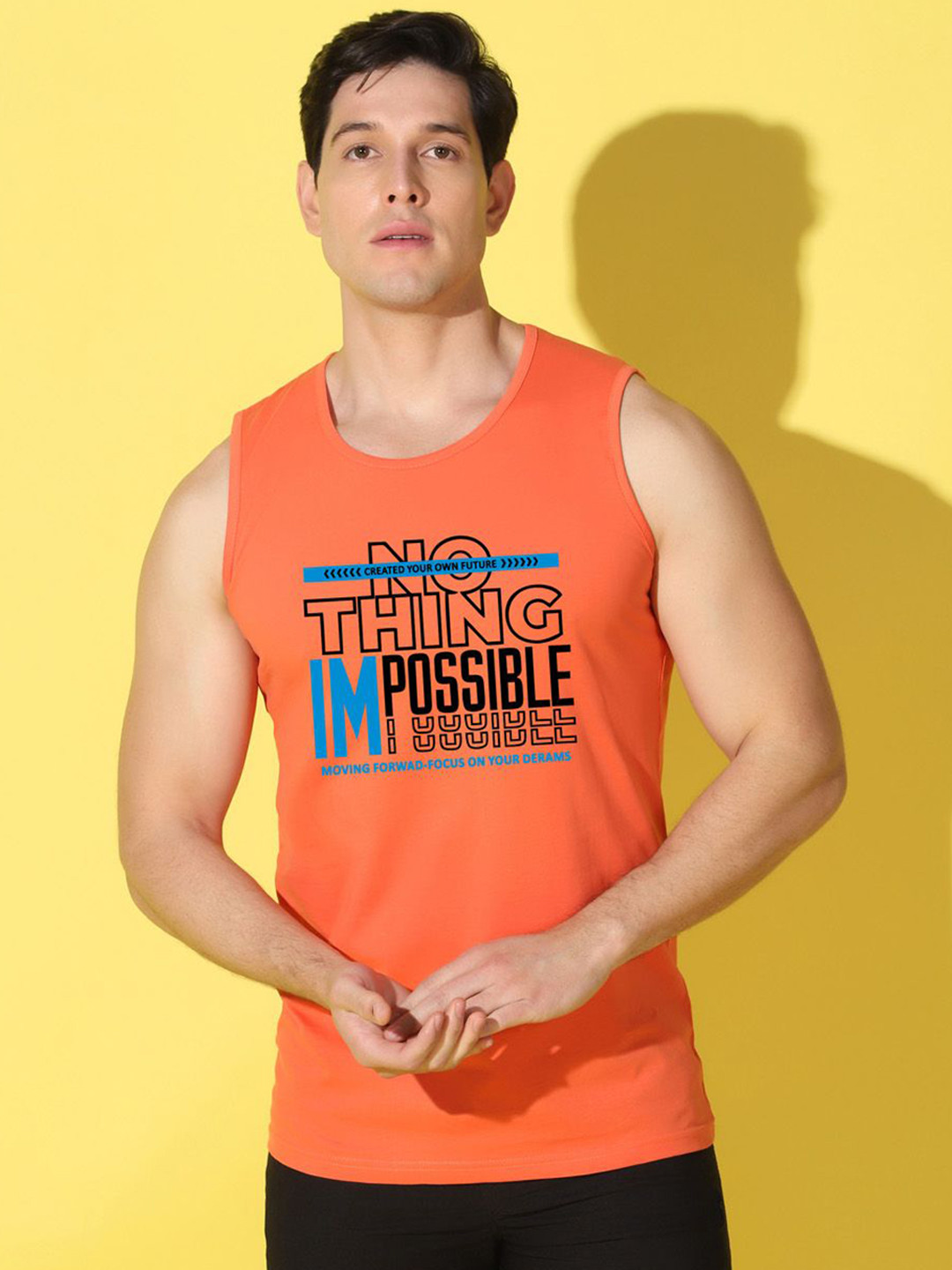 WOOSTRO Men Printed Cotton Scoop Neck Sleeveless Gym Vest