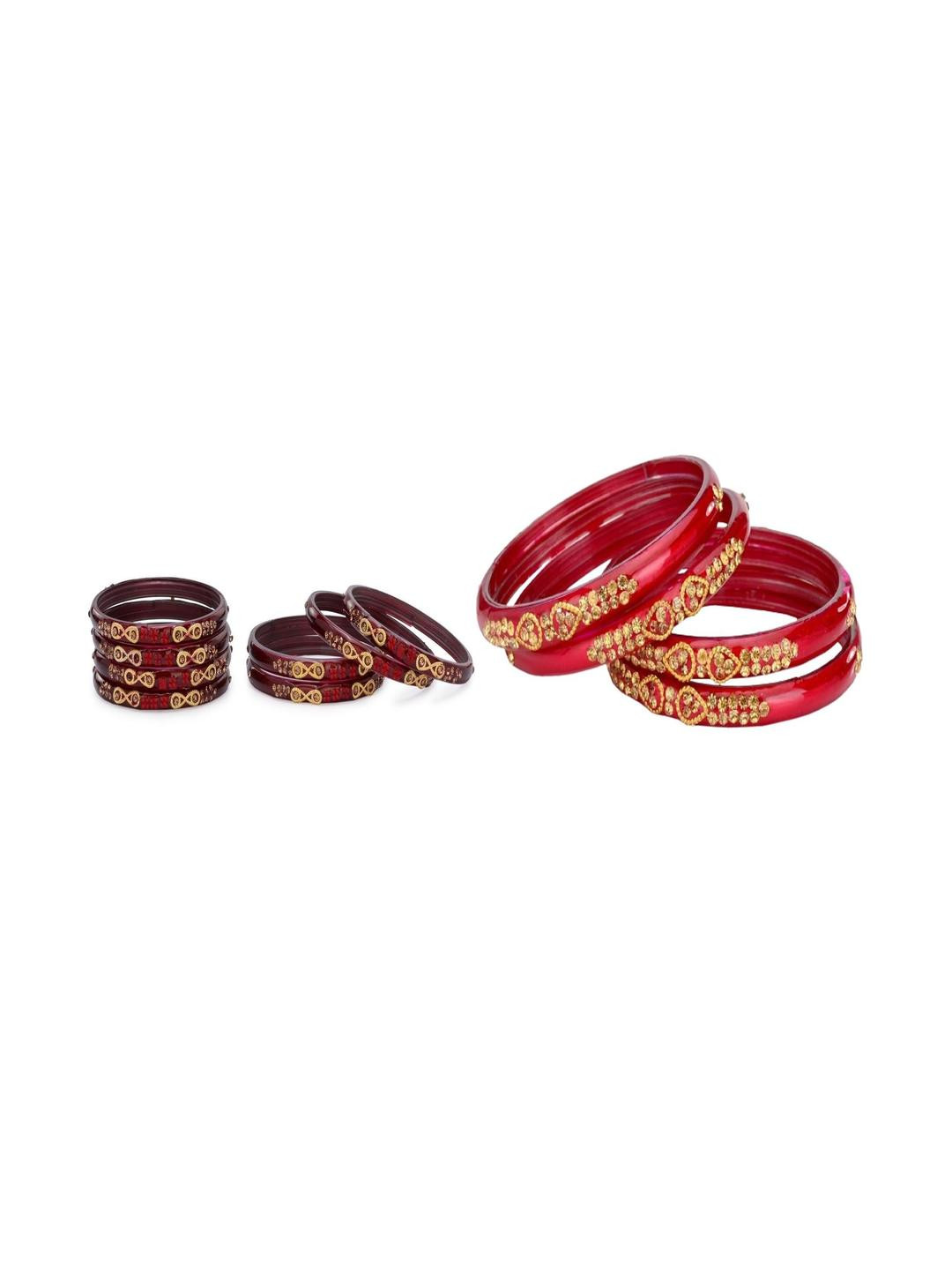 SOMIL Women Combo of 2 Maroon & Red Colored Ethnic Bangles Set