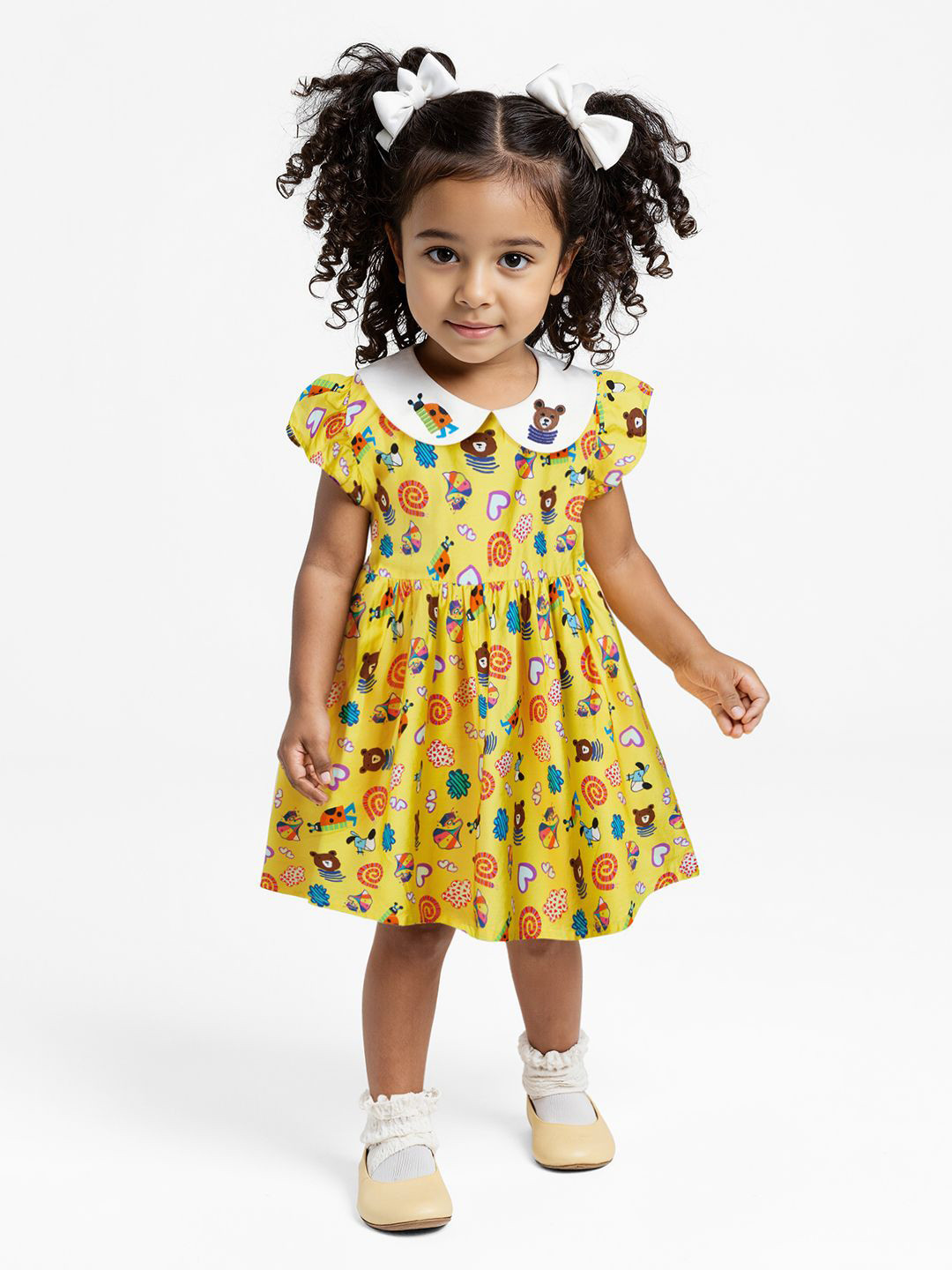 The Souled Store Citrus Girls Printed Peter Pan Collar Cotton Fit & Flare Dress