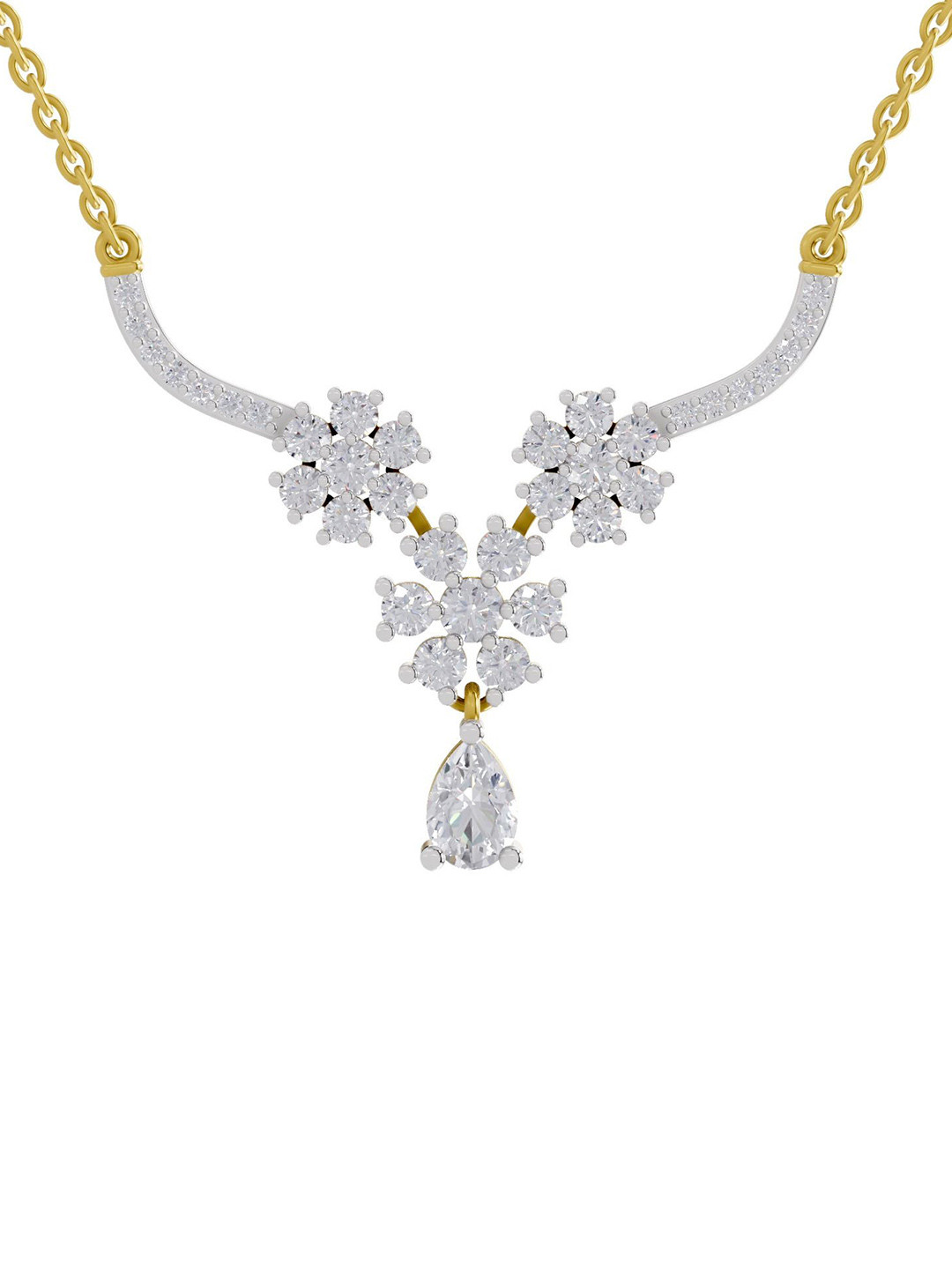Sparkles 14K Yellow Gold Lab Grown Diamond 1.69 Carat Pear & Round Shape Diamond Necklace