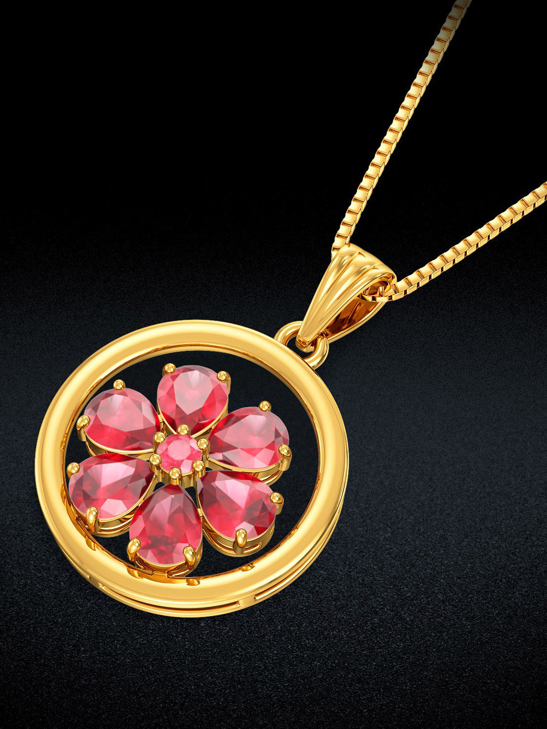 Joyalukkas Women 22KT Gold Beautiful Gemstone Floret Pendant -5.305g