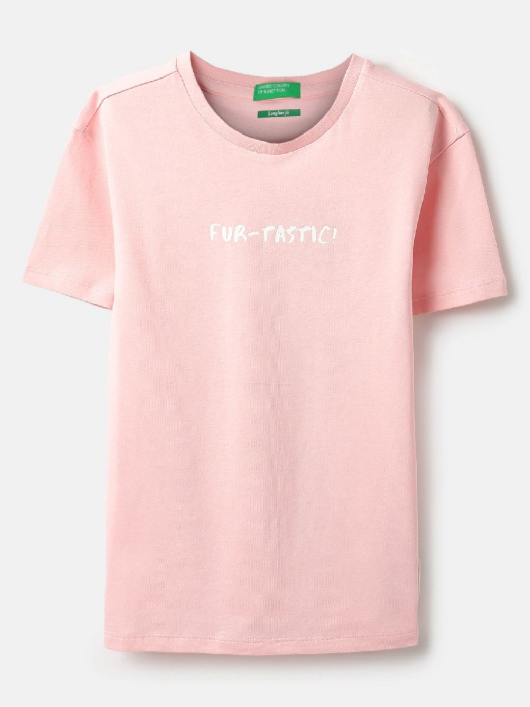United Colors of Benetton Girls Animal Graphic Printed Pure Cotton Longline T-shirt