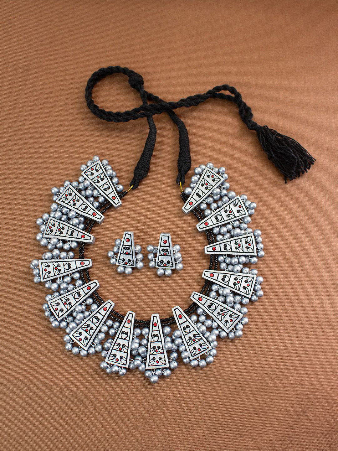JUMKEY Terracotta Necklace & Earrings Jewellery Set