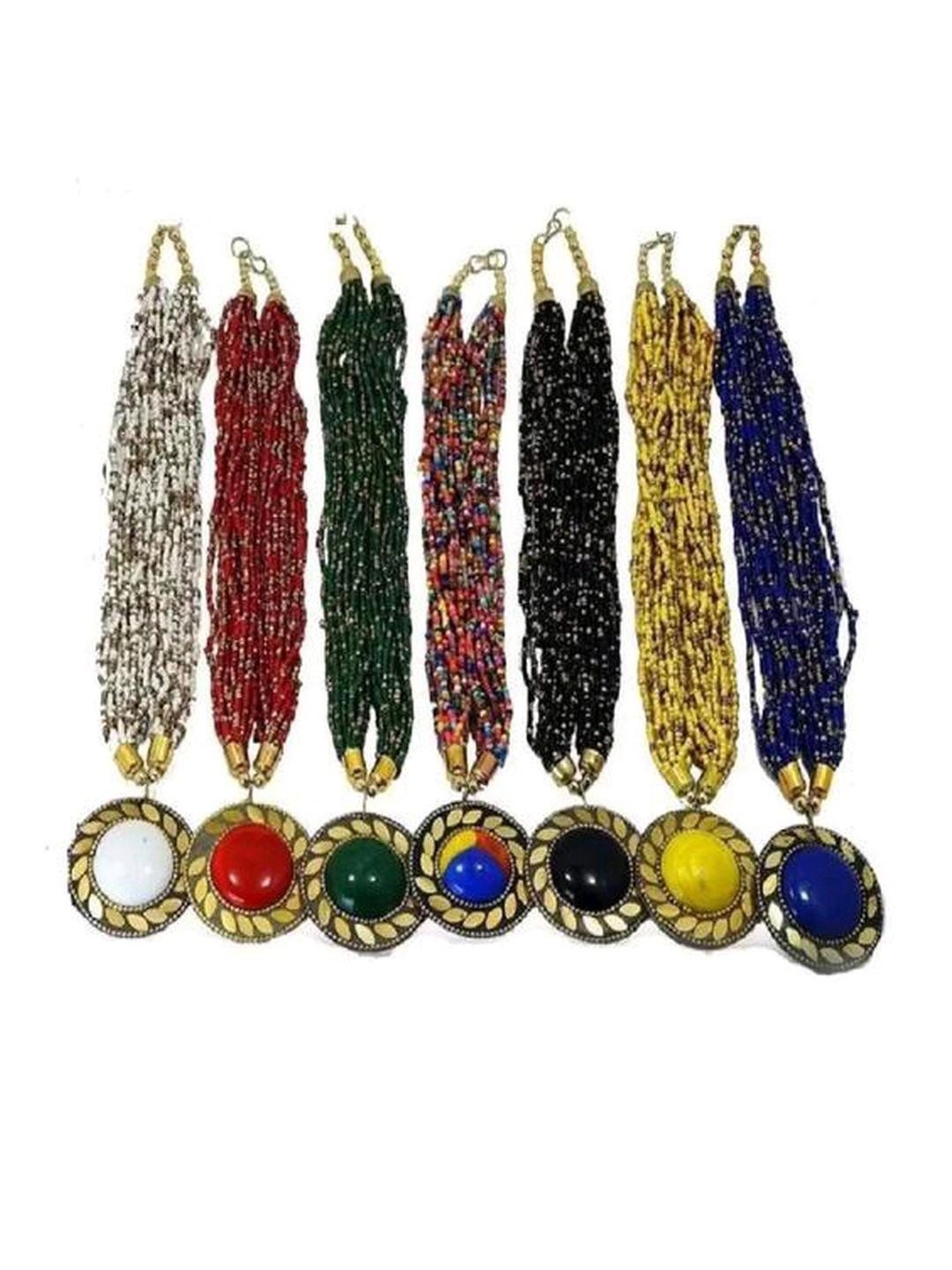 Grace Collections Pack Of 7 Multicolour Multi Layer Beaded Necklace