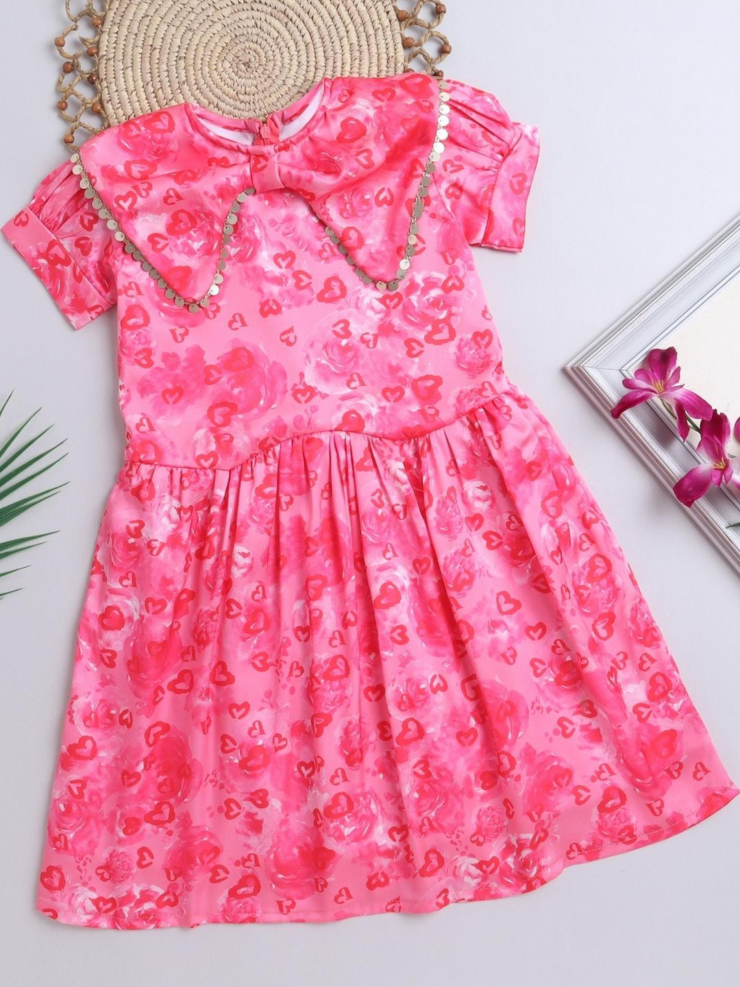 BRIGHT STARS  Girl's Bow Embellished Satin Dress