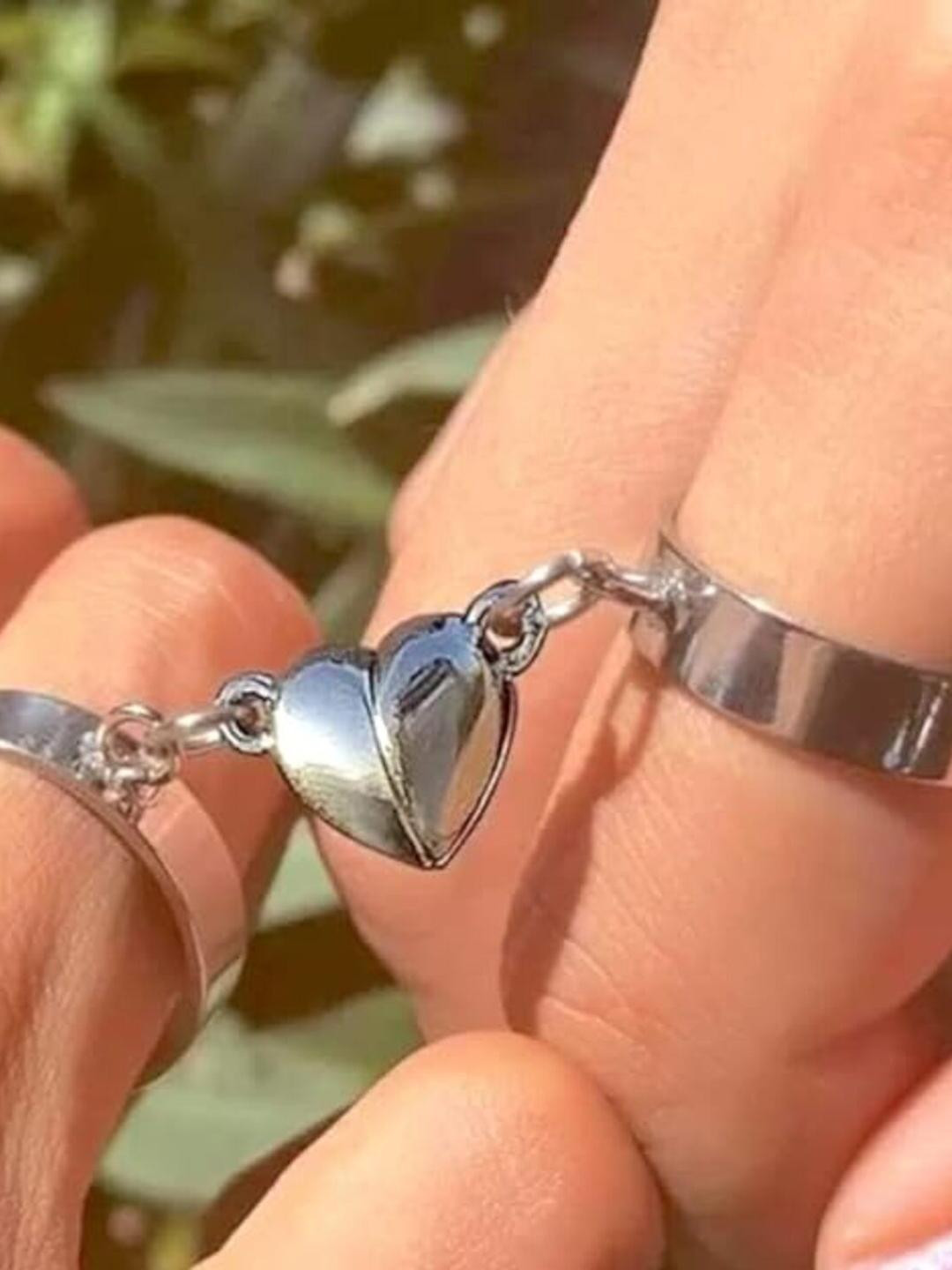 TheVineGirl Adults-Unisex Silver Magnetic Couple Rings