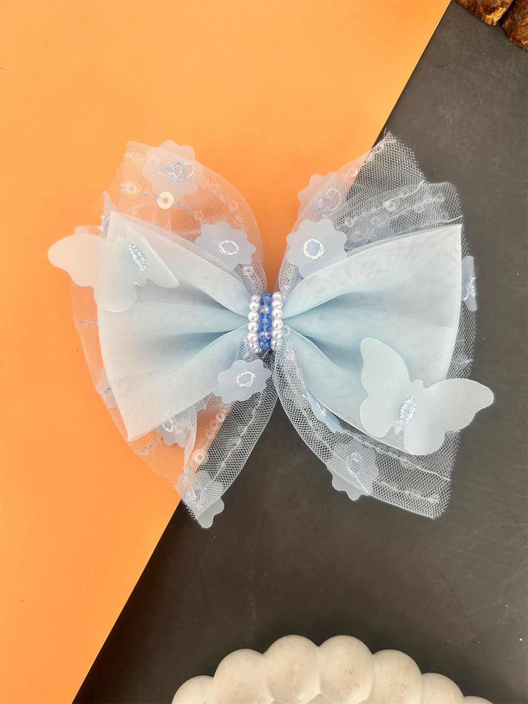 Radhya Accessories Women Butterfly Pearl Hair Bow Clip