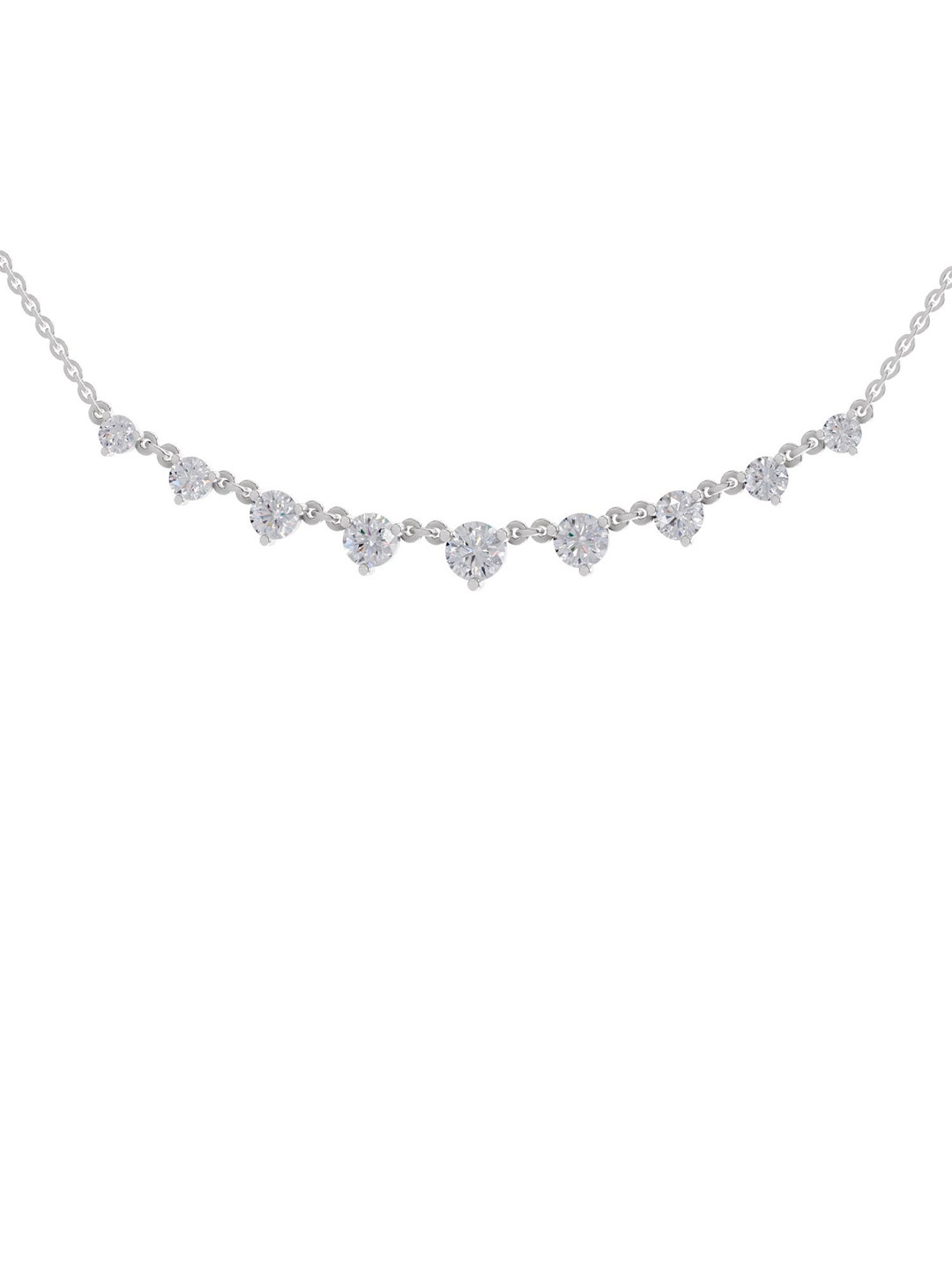 Sparkles 14K White Gold Lab Grown Diamond 2.97 Carat Round Shape Diamond Necklace