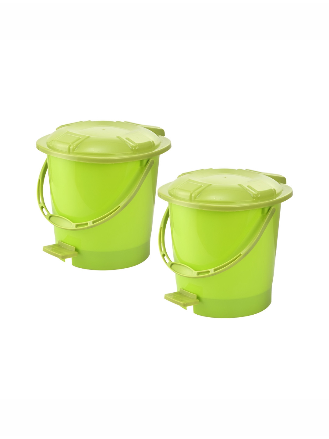 Aura 2 Pieces Green Pedal Bins With Handle 7L Each