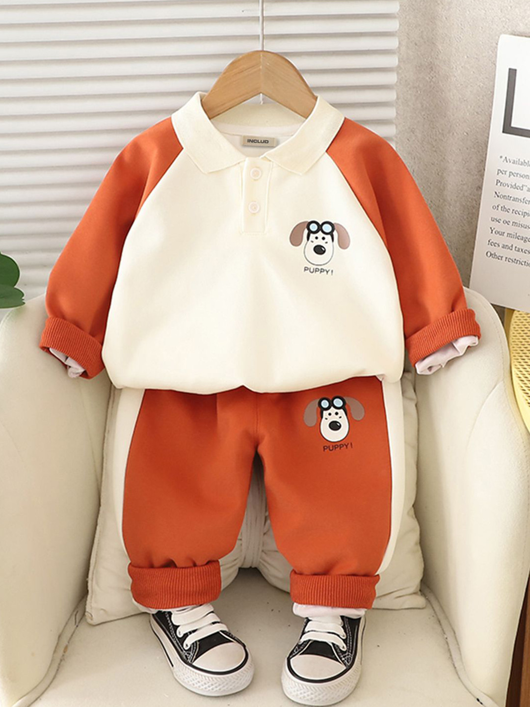 INCLUD Boys Graphic Printed Polo Sweatshirt With Trousers