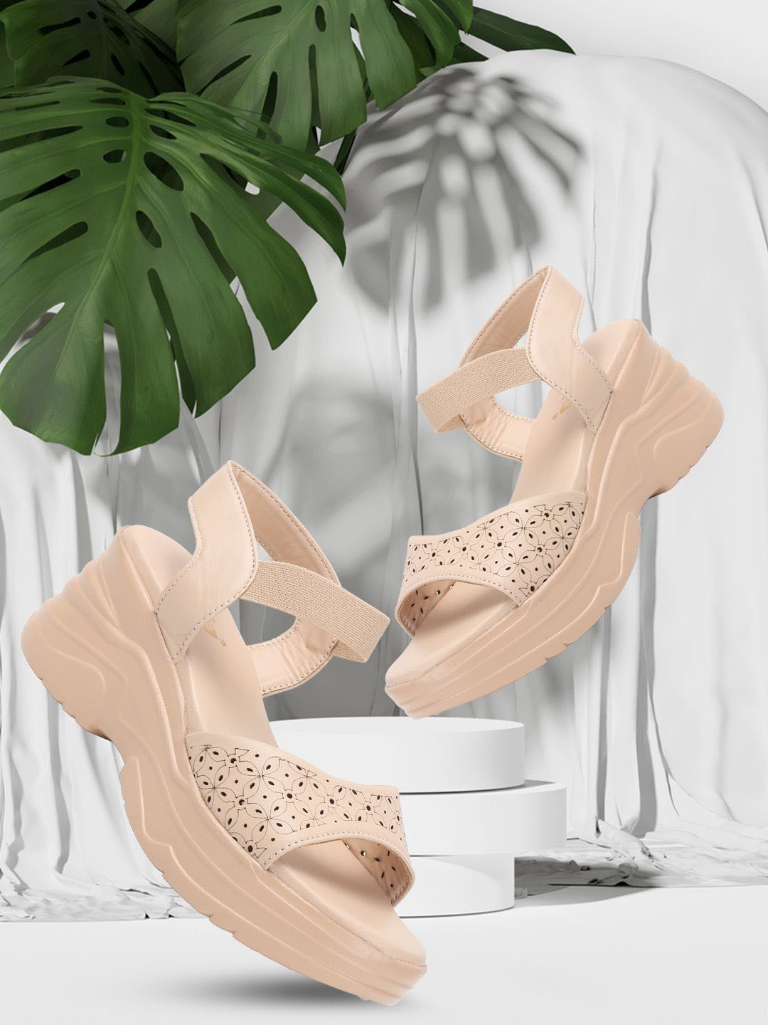 Colo Platform Heel Sandals with Laser Cuts