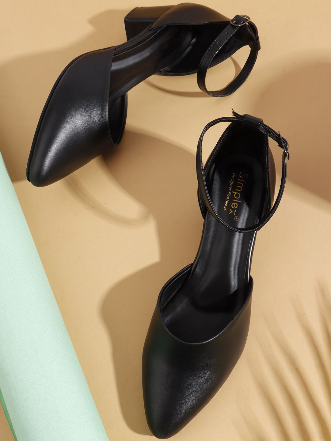 Simplex Footwear Women Pointed Toe Block Heel Pumps