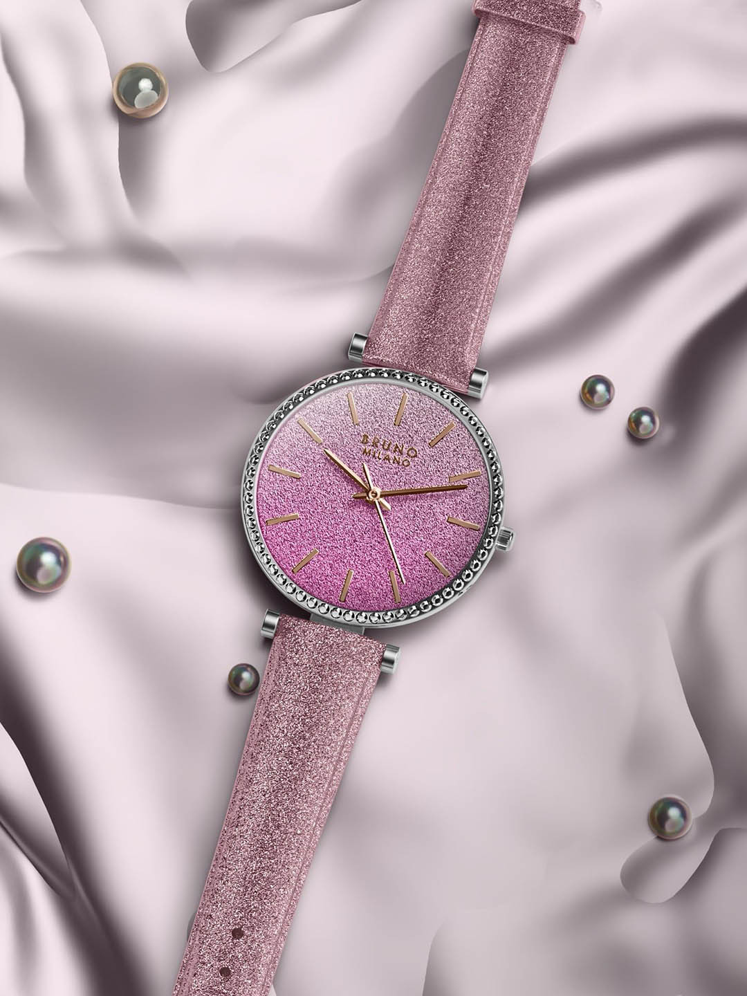 Bruno Milano Women Brass Embellished Dial & Embellished Straps Analogue Watch BM1007-05