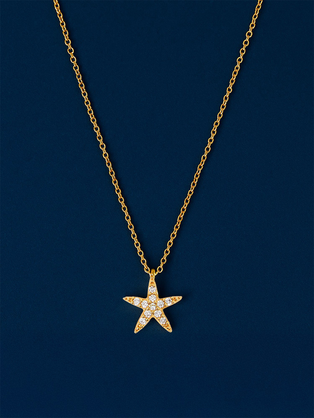 Accessorize 14k Gold-Plated Stones Studded Statement Starfish Pendant Necklace
