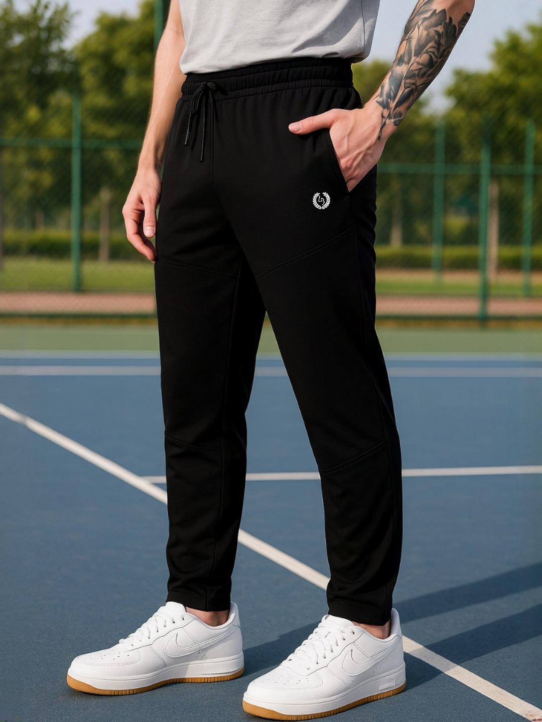 LEE BONEE  Men's black Double Cut Dri Fit Track Pant with 4 Way Stretch