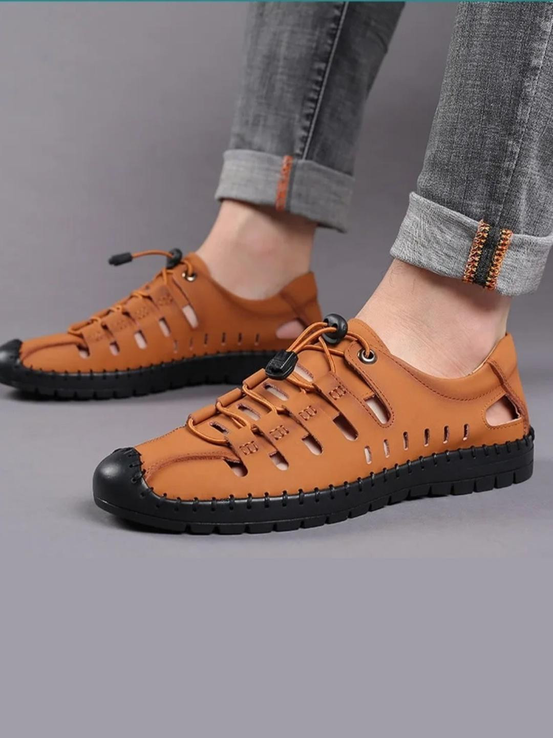 Kerzl Men Brown Casual Shoe-Style Sandals