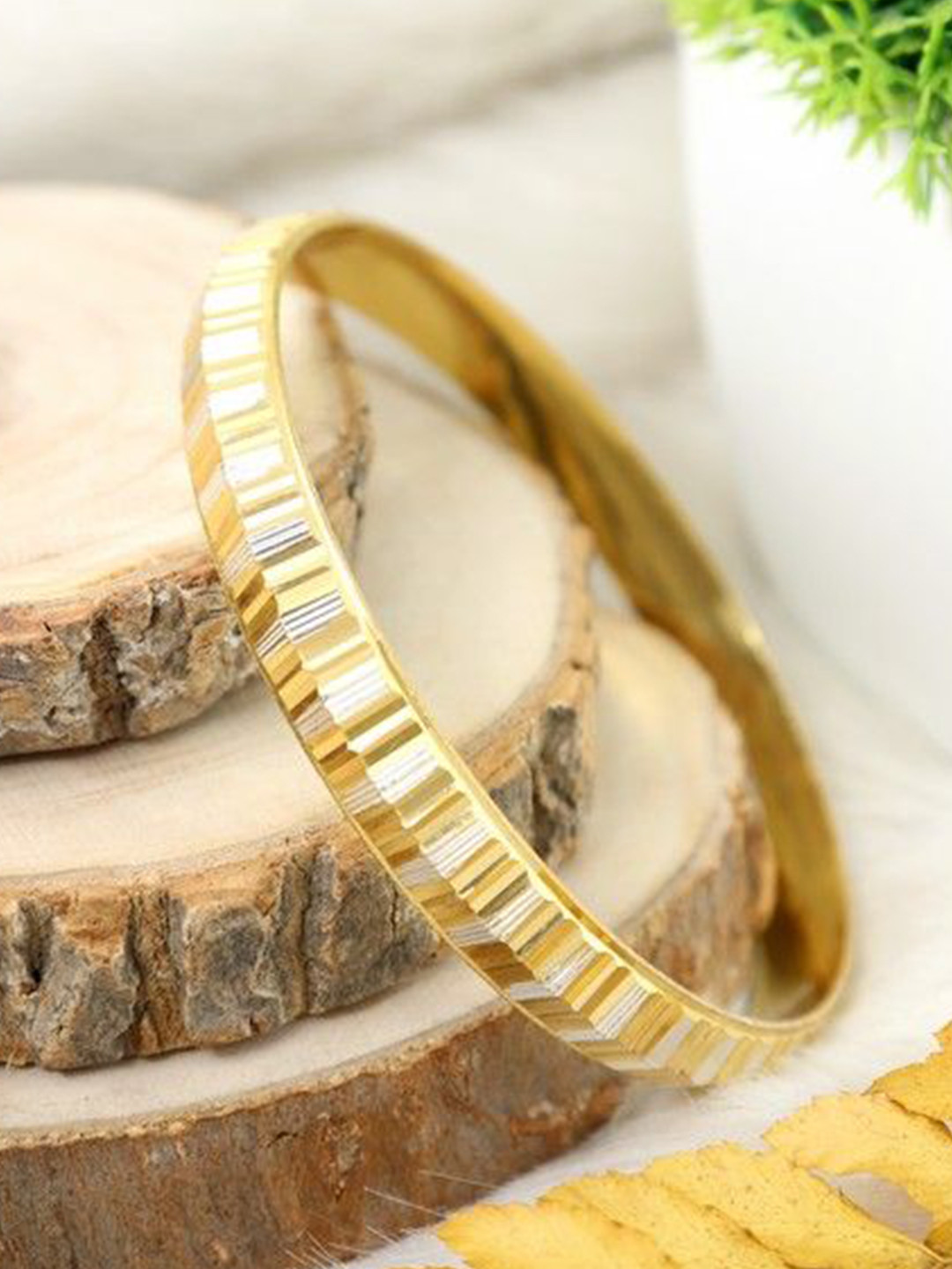 City Girl  Men 24CT Gold-Plated Kada Bracelet