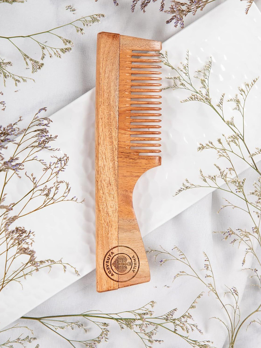 Ayurveda Amrita Organic Neem Wooden Comb With Handle