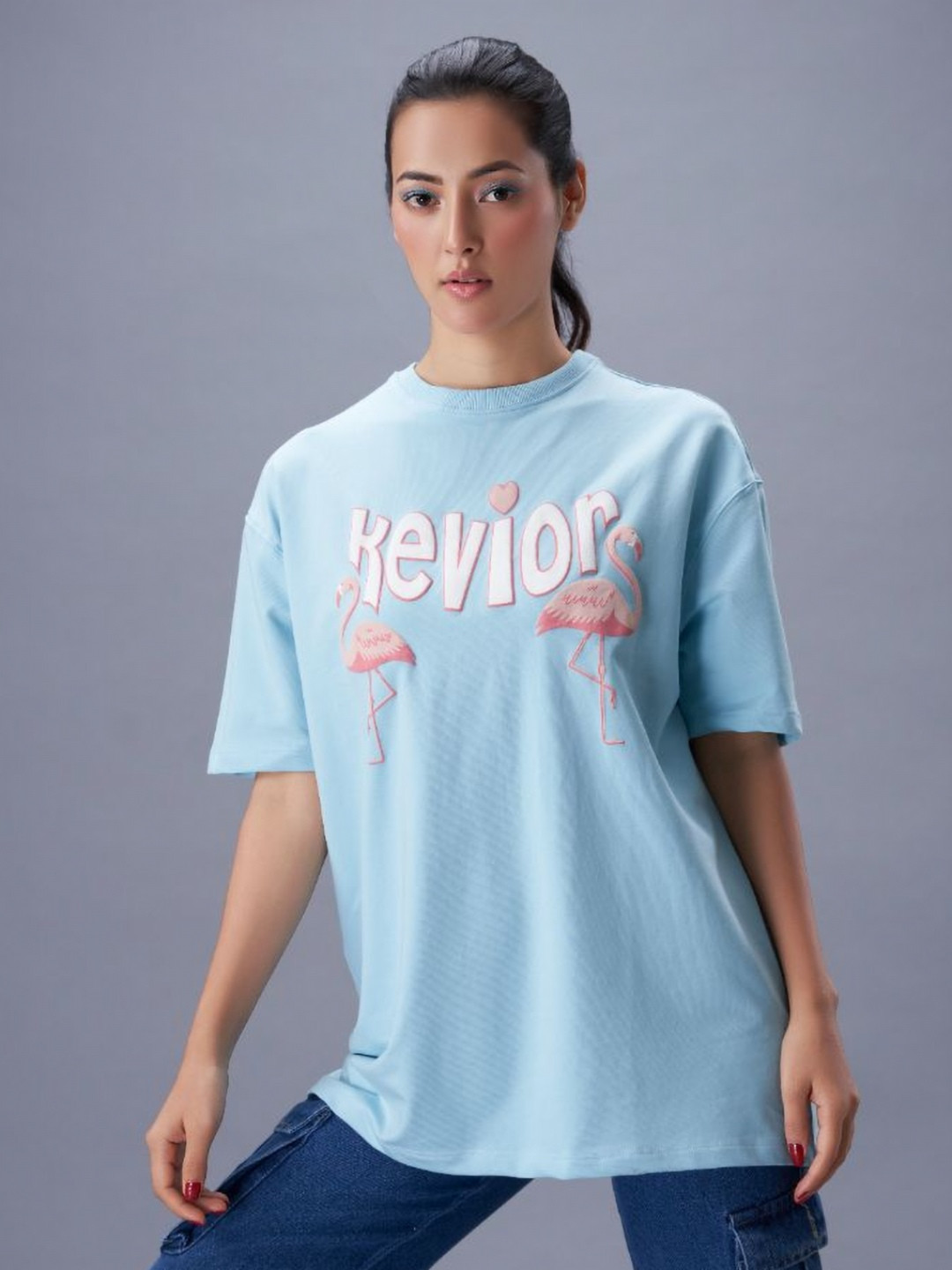 Kevior Unisex Typography Printed Drop Shoulder Sleeves Pure Cotton T-shirt