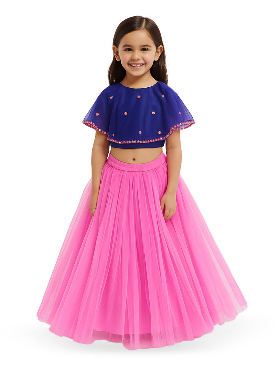TILISM Girls Embellished Beads And Stones Short Sleeves Ready to Wear Lehenga & Choli