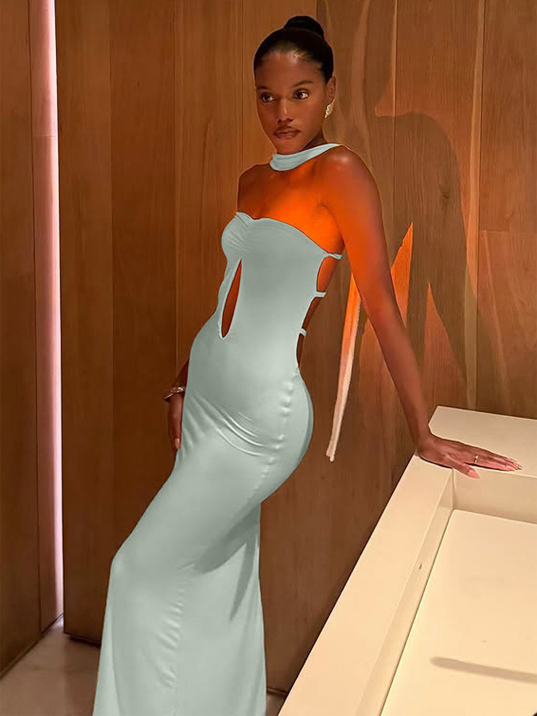 LULU & SKY Women Scarf Neck Bandeau Midi Dress