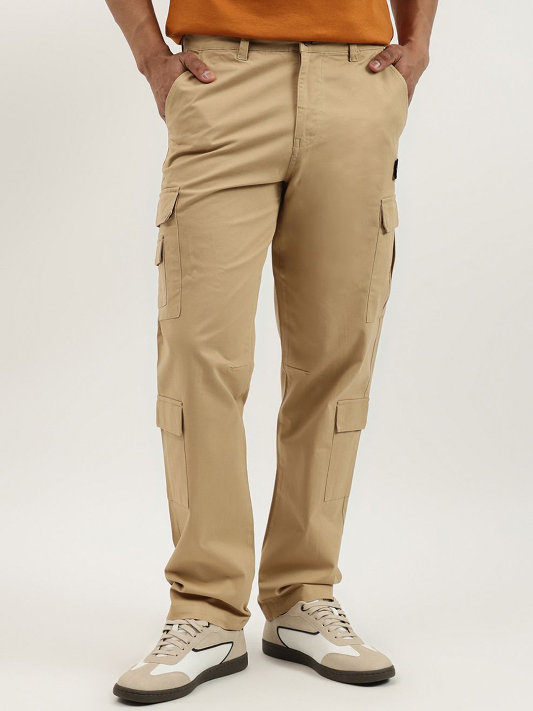 United Colors of Benetton Men Broken Twill Straight Fit Cargos