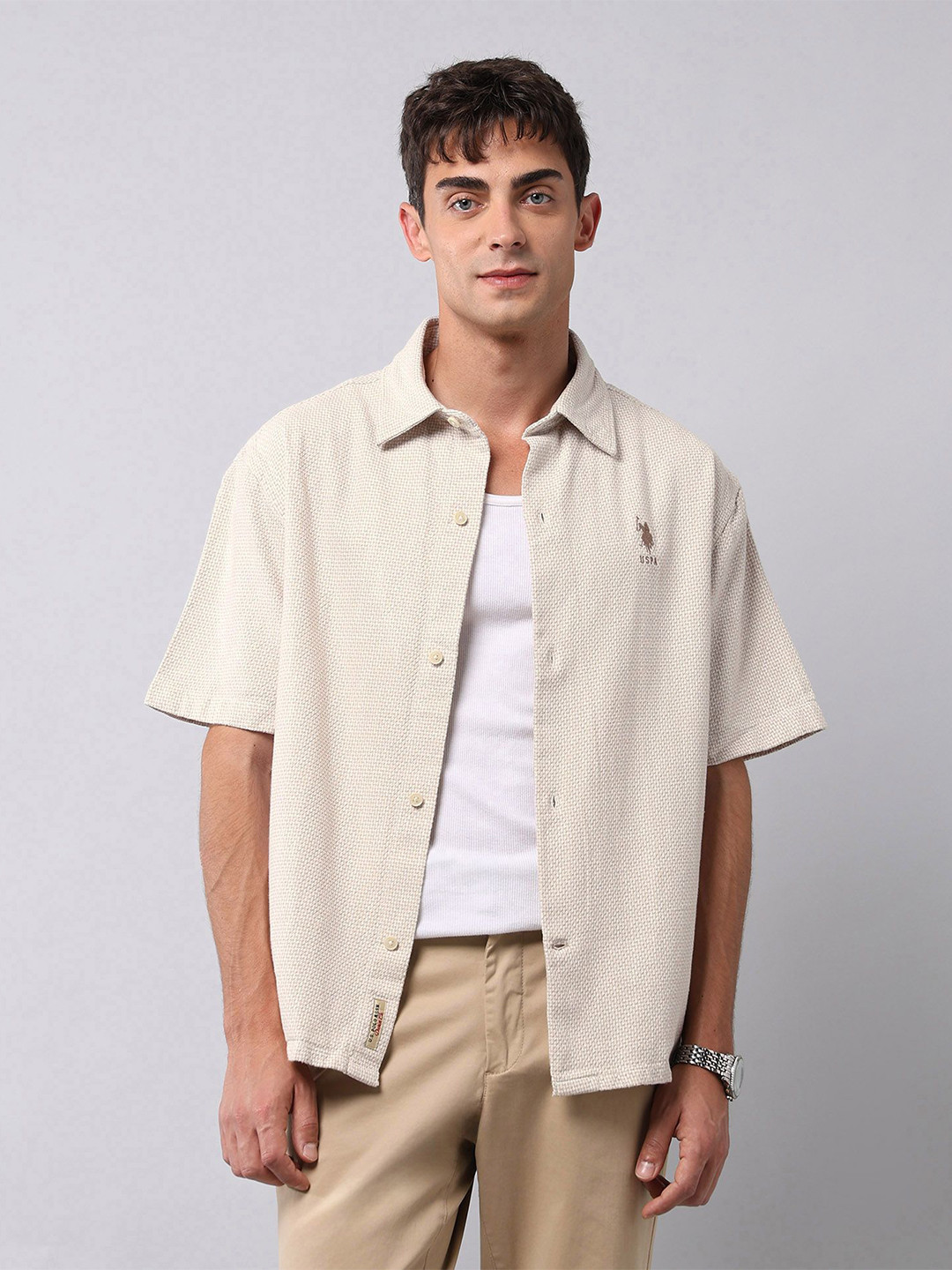 U.S. Polo Assn. Denim Co. Boxy Fit Chevron Printed Casual Shirt