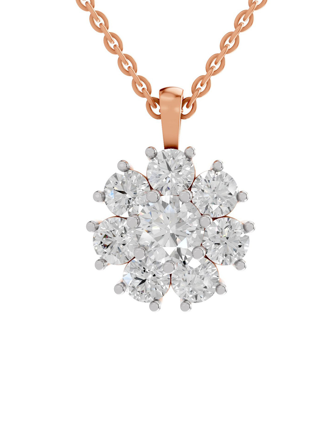Sparkles 14K Rose Gold Lab Grown Diamond 3.24 Carat Round Shape Diamond Pendant