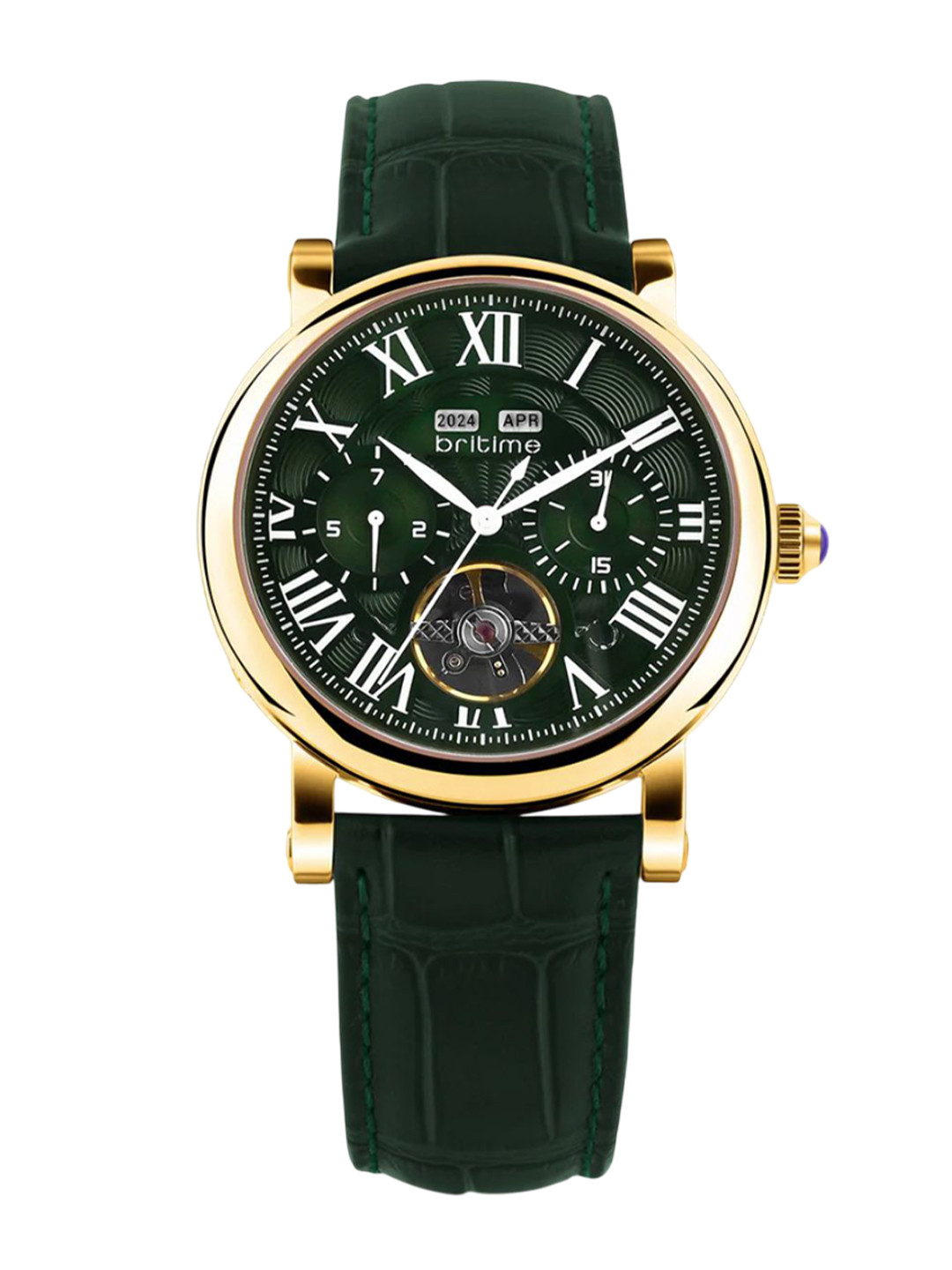 Britime Men Leather Straps Analogue Automatic Motion Powered Watch 323-L21412