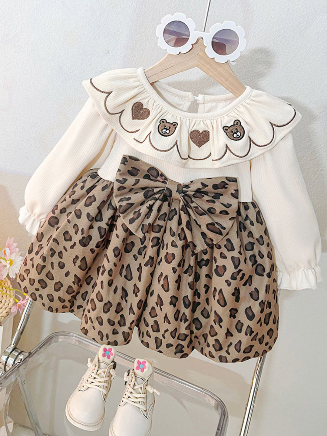 Googo Gaaga Girls  Animal Print Fit & Flare Midi Dress