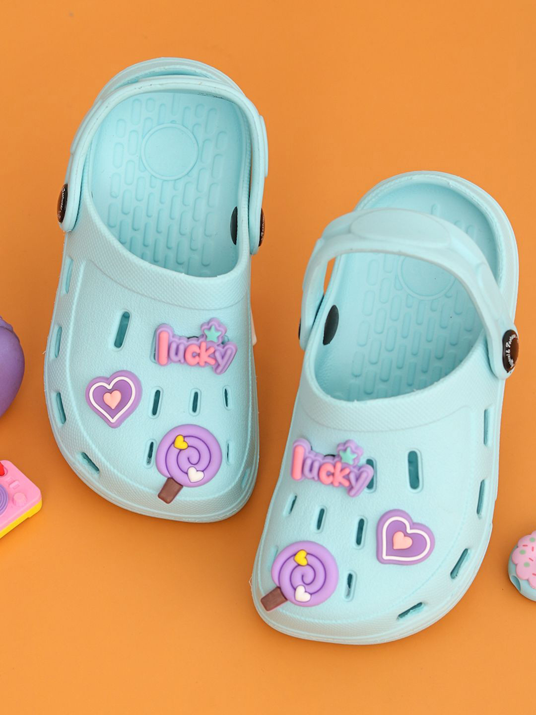 Yellow Bee Girls Clogs with Candy & Heart Charms