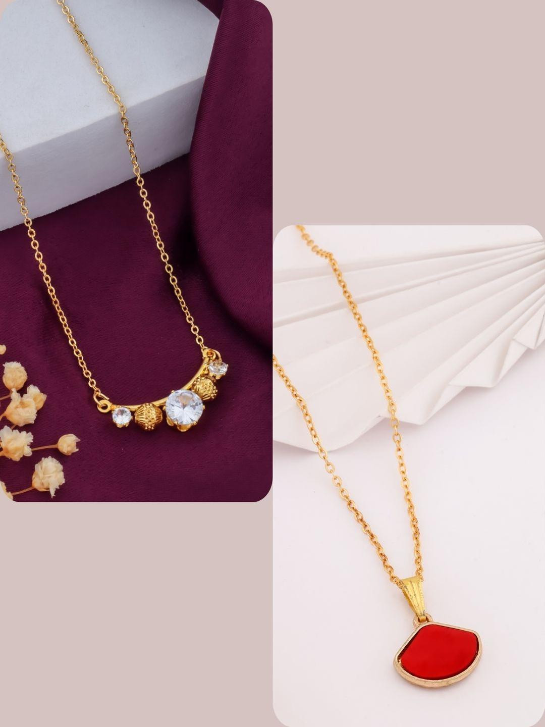 DressBerry Set of 2 Brass Gold-Plated new charms Necklace chain