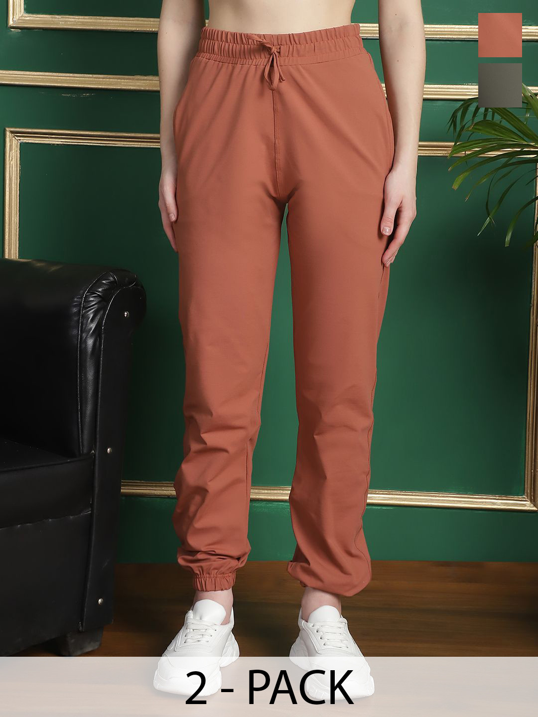 Valles365 by S.C. Women Antimicrobial Pack of 2 Regular Fit Joggers