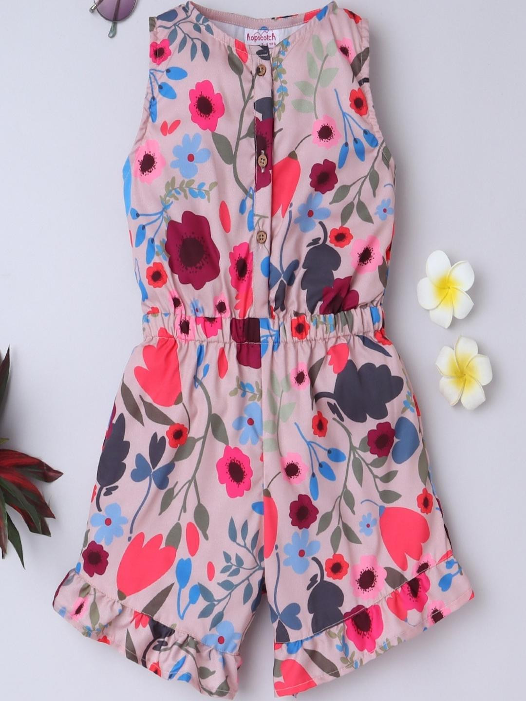 BRIGHT STARS KIDSWEAR Girls Printed Basic Jumpsuit