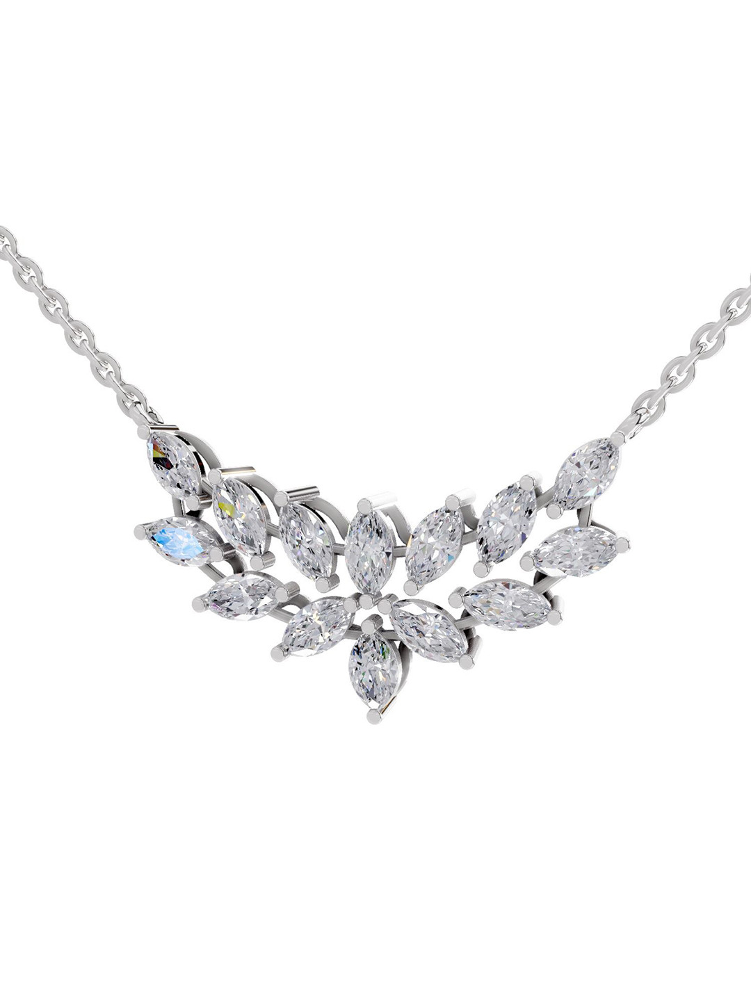 Sparkles 14K White Gold Lab Grown Diamond 1.82 Carat Marquise Shape Diamond Necklace