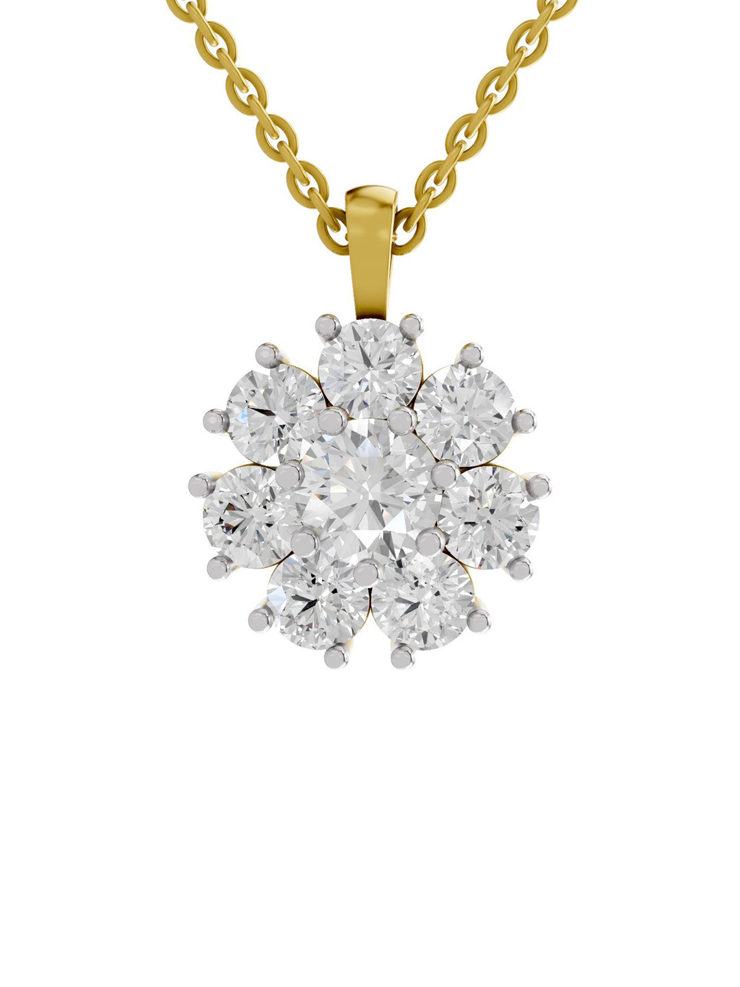 Sparkles 14K Yellow Gold Lab Grown Diamond 3.24 Carat Round Shape Diamond Pendant