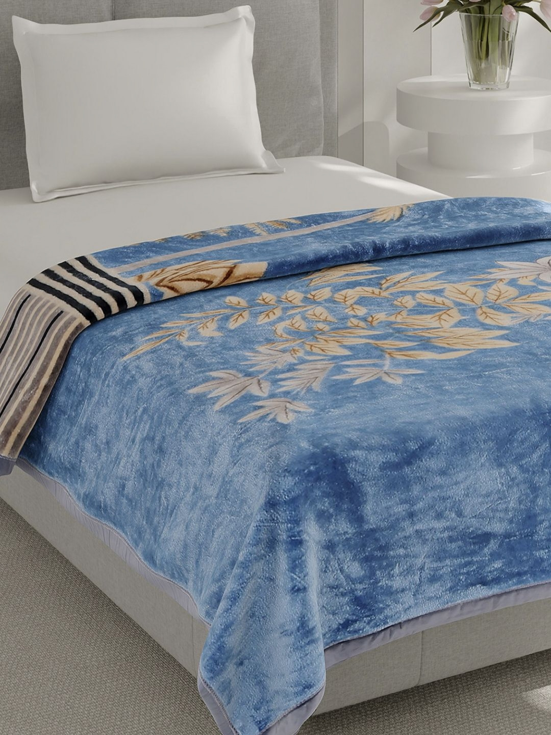 Monte Carlo Blue & Yellow Heavy Winter Single Bed Blanket 483 GMS
