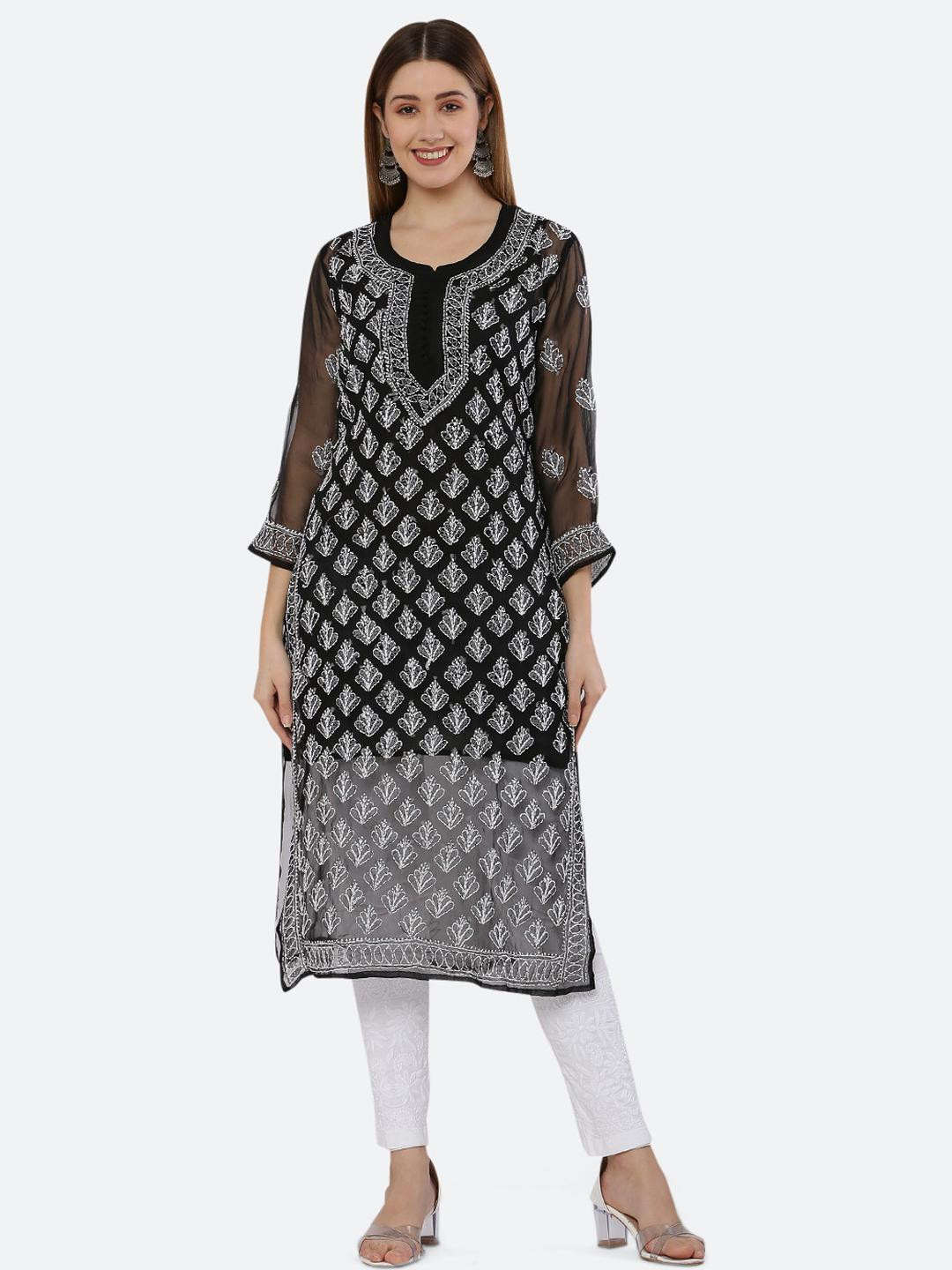 FIIZA Lucknowi Chikankari Embroidery Kurti