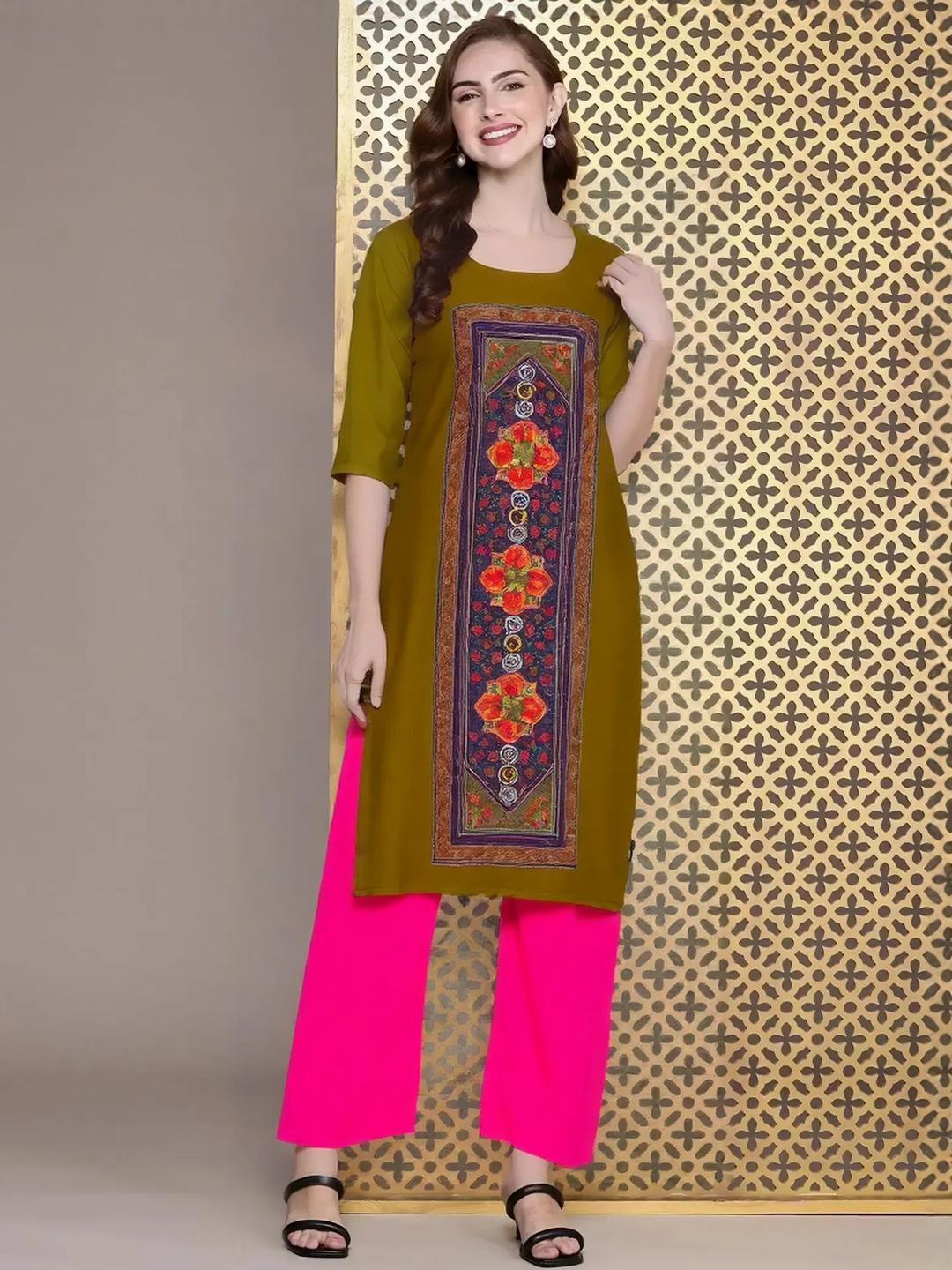 SZN Women Olive Crepe Kurtas