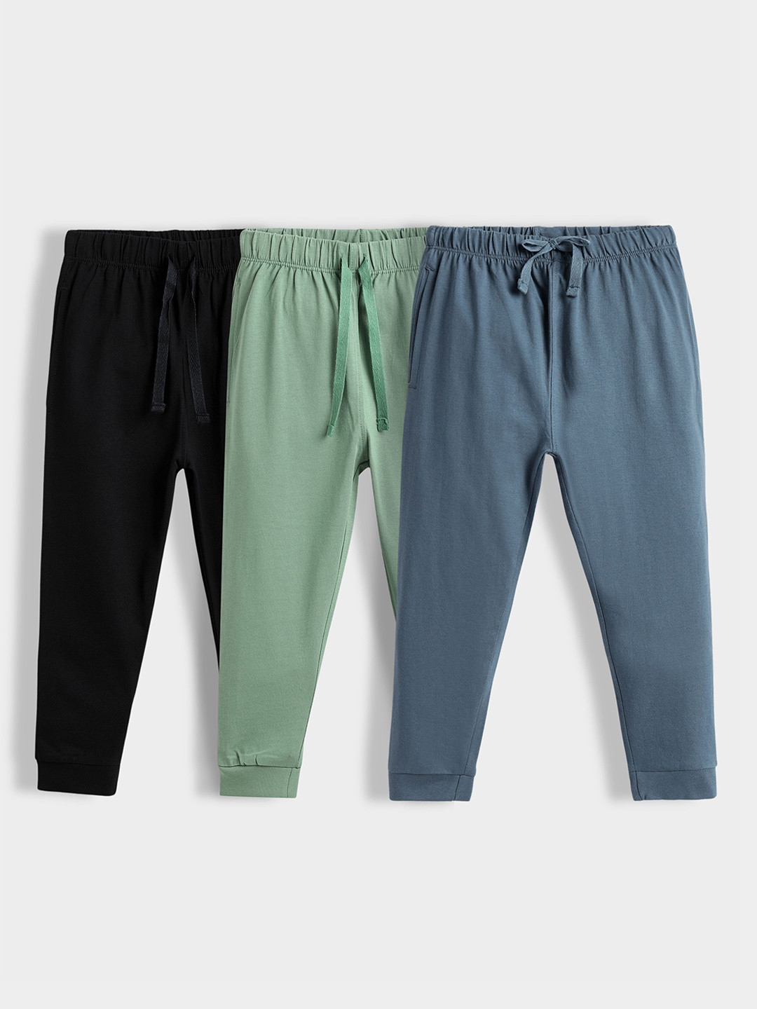 Orange Sugar Kids Pack Of 3 Pure Cotton Mid-Rise Joggers Track Pants