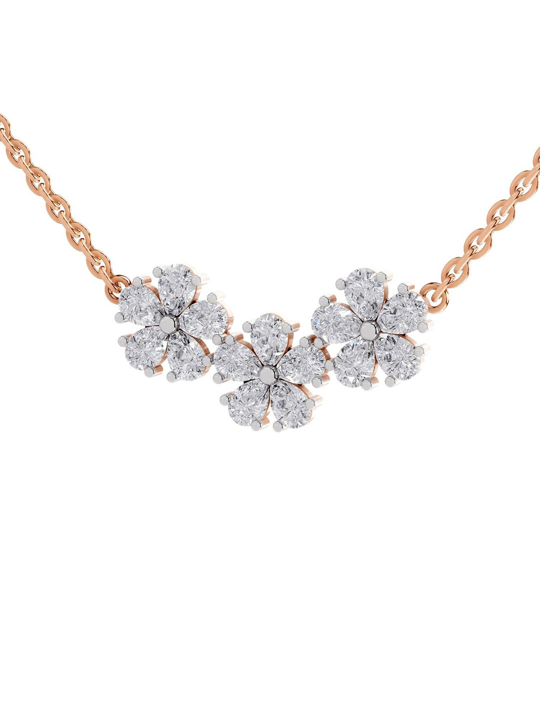 Sparkles 14K Rose Gold Lab Grown Diamond 1.2 Carat Pear Shape Diamond Necklace