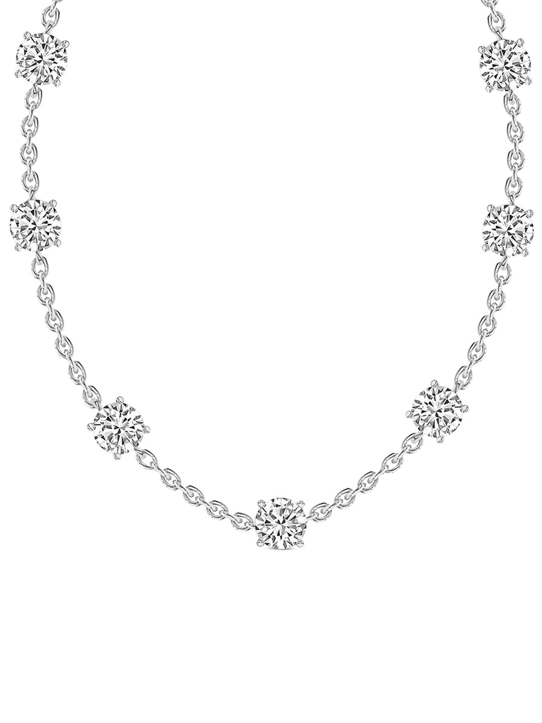 Sparkles 14K White Gold Lab Grown Diamond 2.1 Carat Round Shape Diamond Necklace
