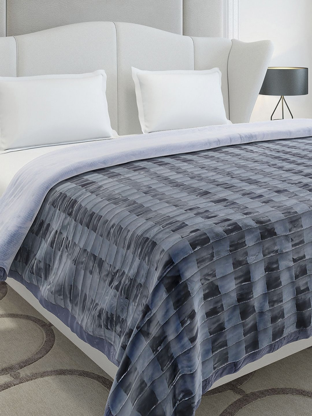 Monte Carlo Vibe Tribe Blue & Grey Heavy Winter Double Bed Blanket 720 GSM