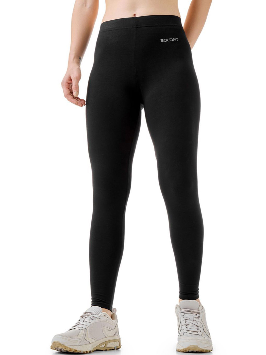 BOLDFIT Women Black Rapid-Dry Training or Gym Cotton Tights