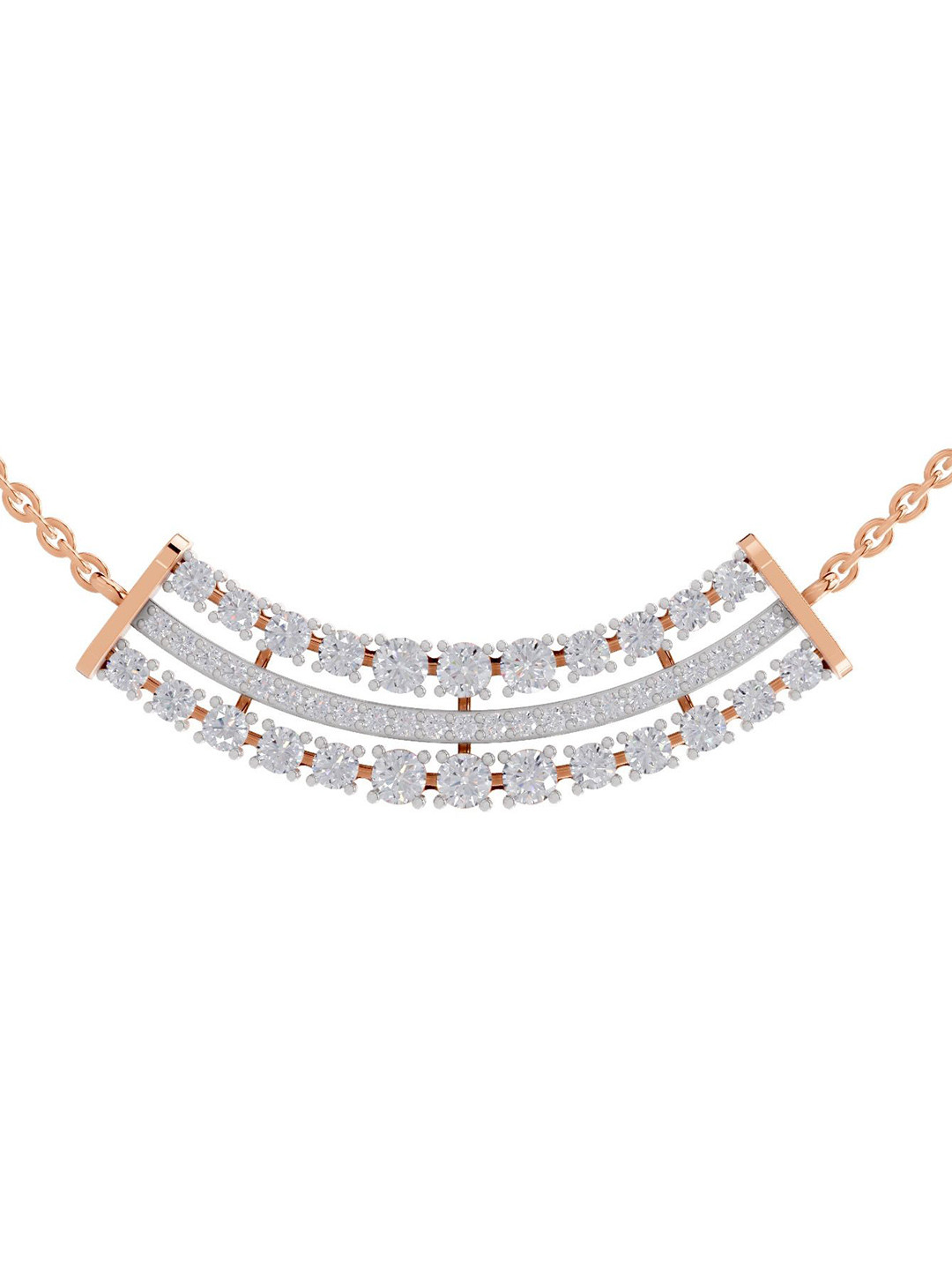 Sparkles 14K Rose Gold Lab Grown Diamond 1.24 Carat Round Shape Diamond Necklace