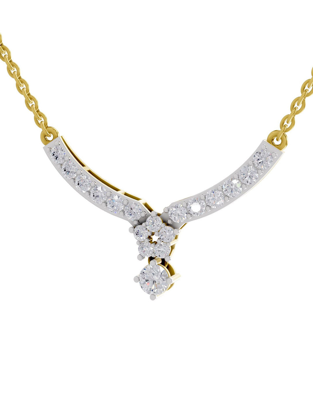 Sparkles 14K Yellow Gold Lab Grown Diamond 1.22 Carat Round Shape Diamond Necklace
