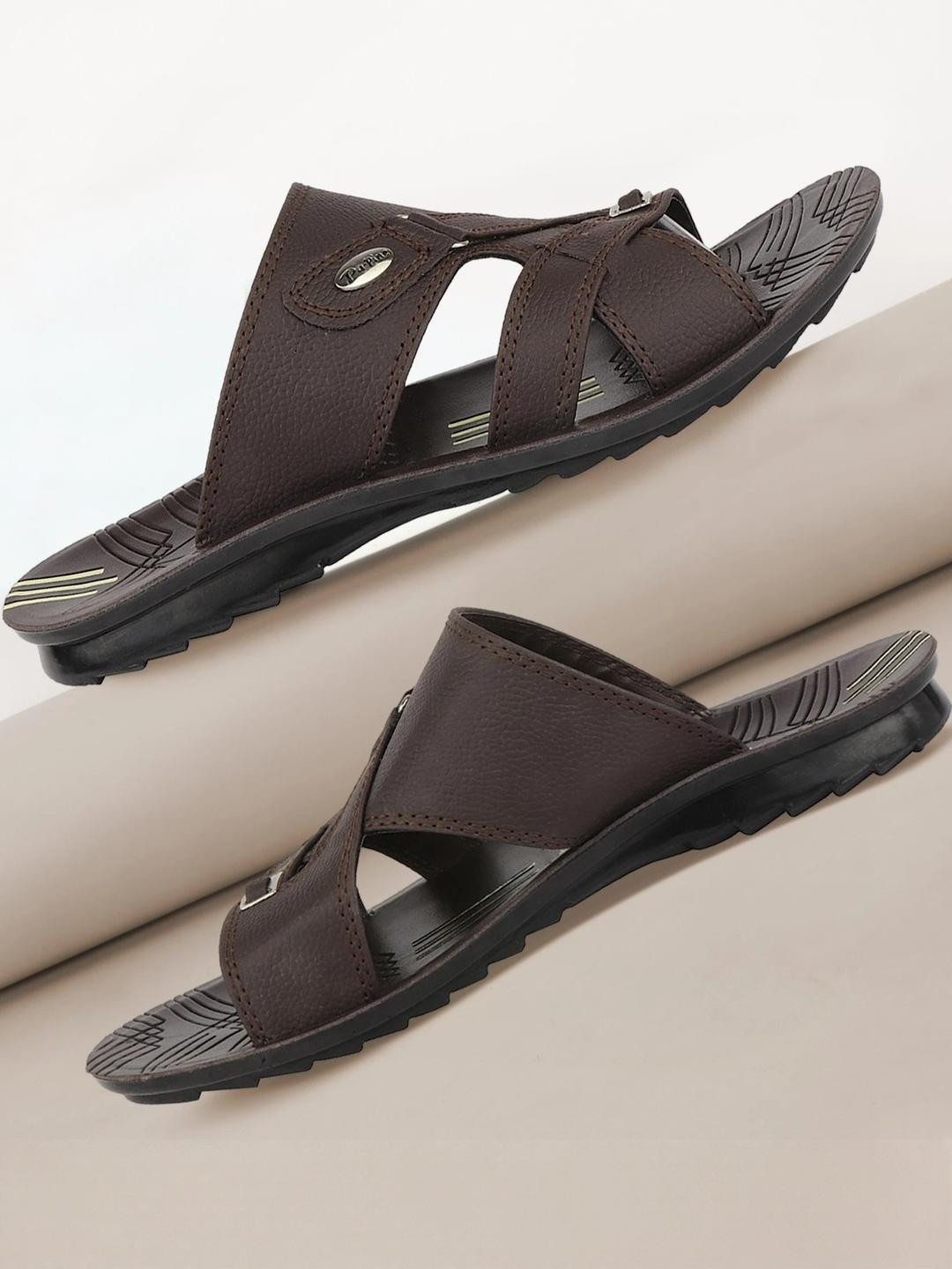 PU-PINE Men Brown PU Slip-On Flip Flops With EVA Sole
